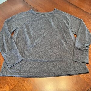 J Jill Fit Supreme Stretch Crew Neck Shirt Women Petite Small Long Sleeve Gray